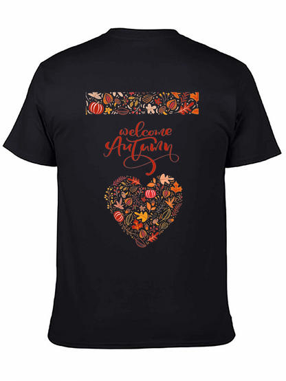 Welcome Autumn Heart Graphic Tee - Fall Season Shirt