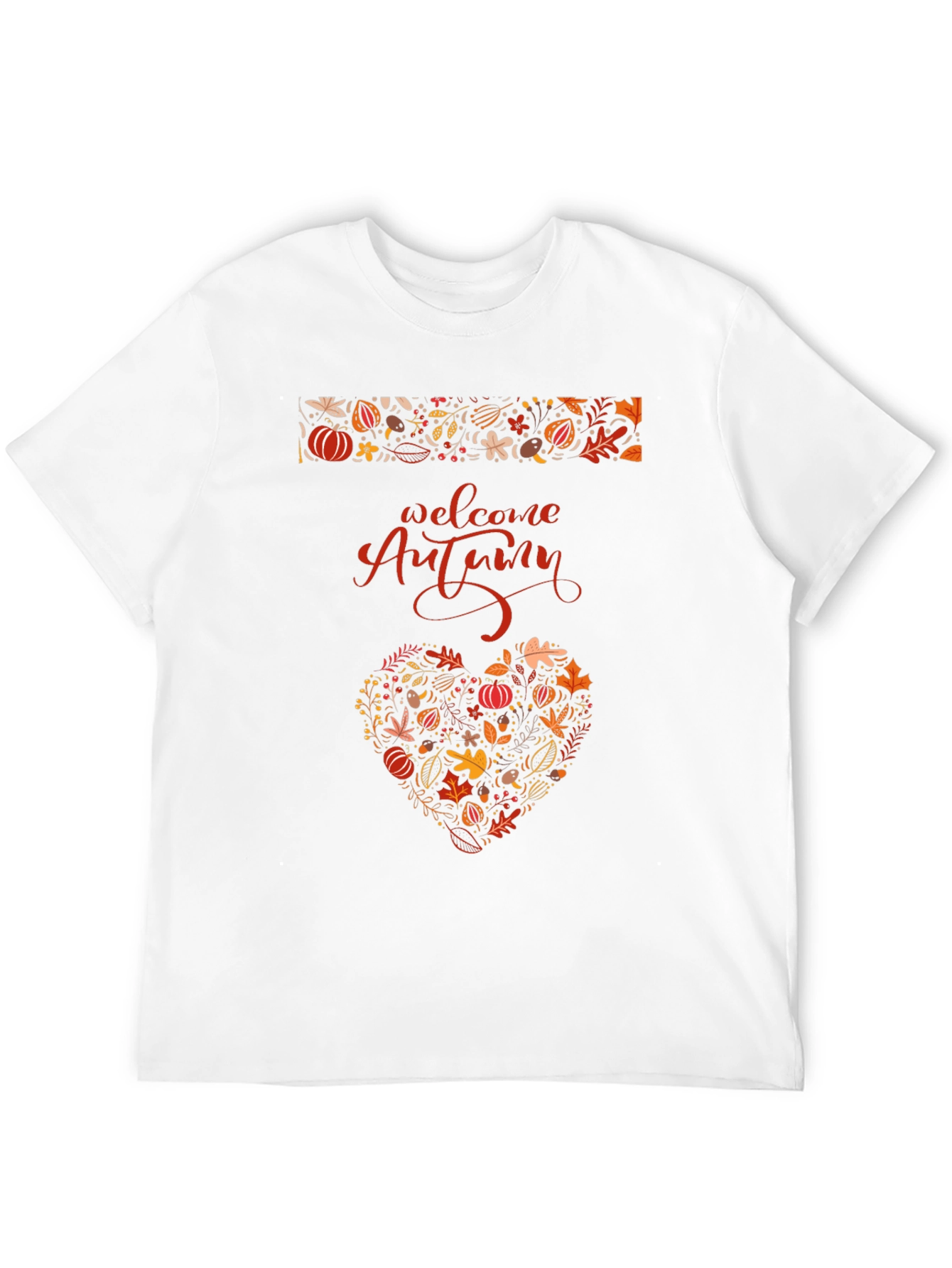 Welcome Autumn Heart Graphic Tee - Fall Season Shirt