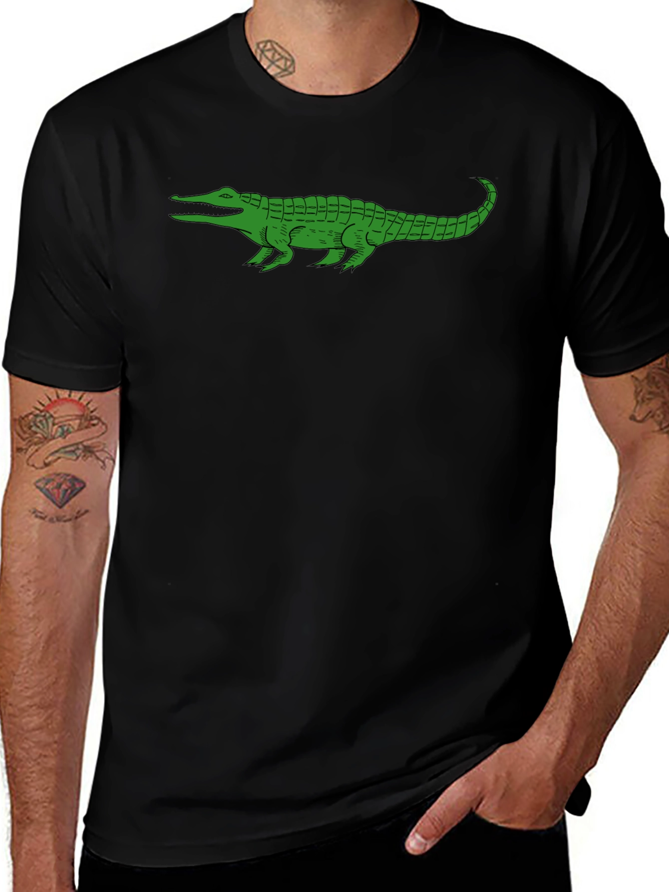 Alligator Graphic Tee - Black Cotton T-Shirt