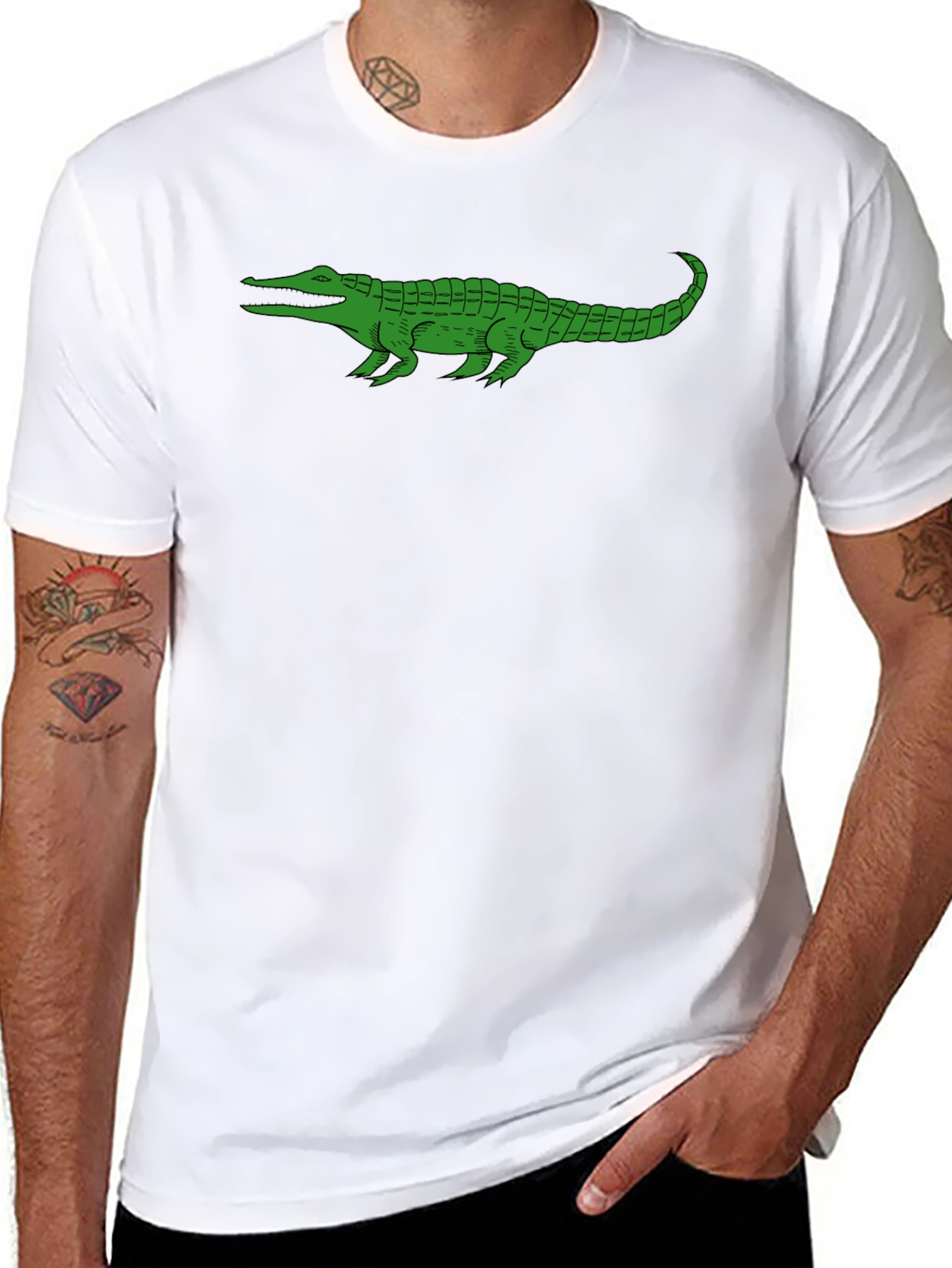 Alligator Graphic Tee - Black Cotton T-Shirt