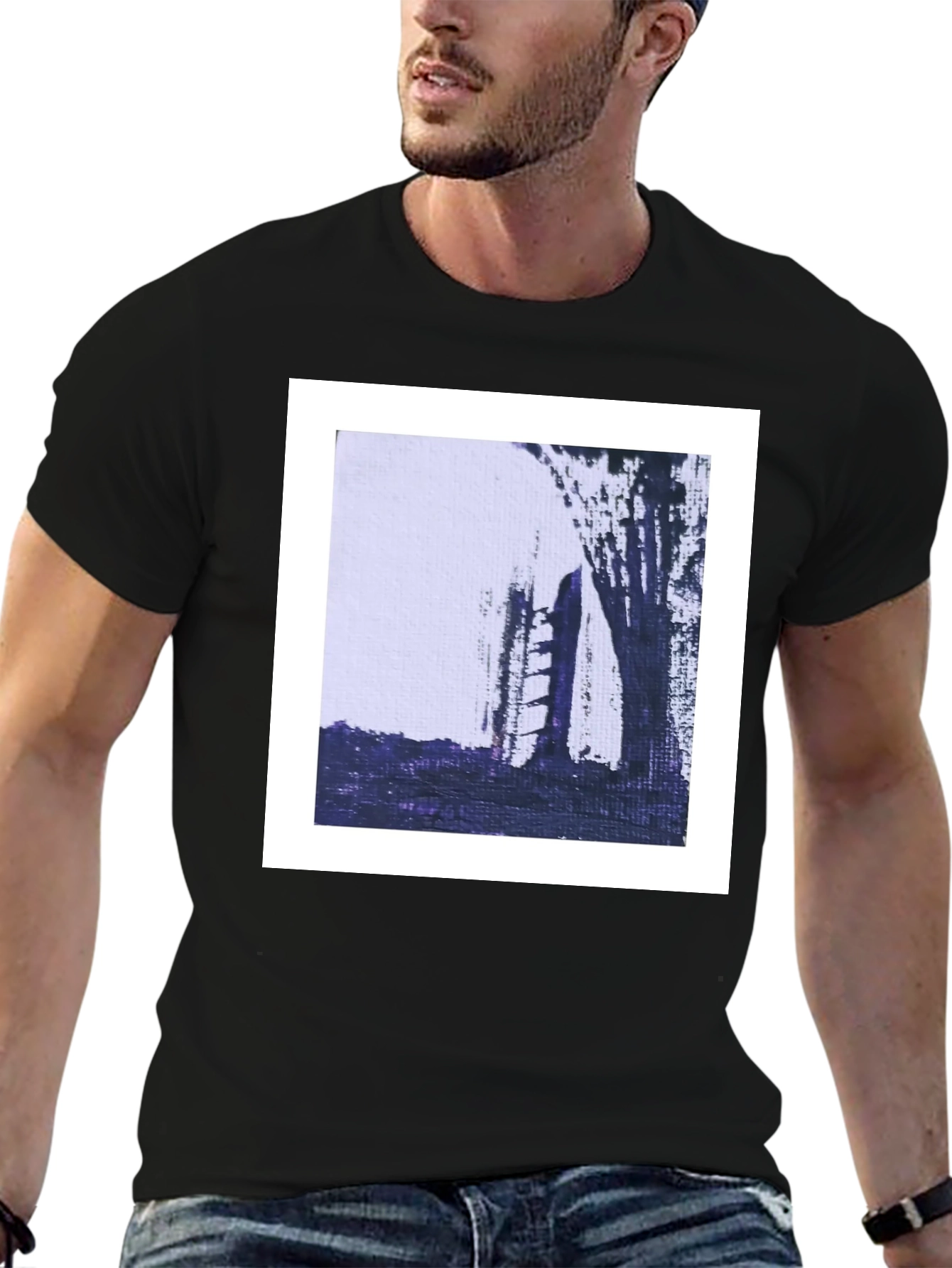 Abstract Art Tee - Modern Black Cotton T-Shirt