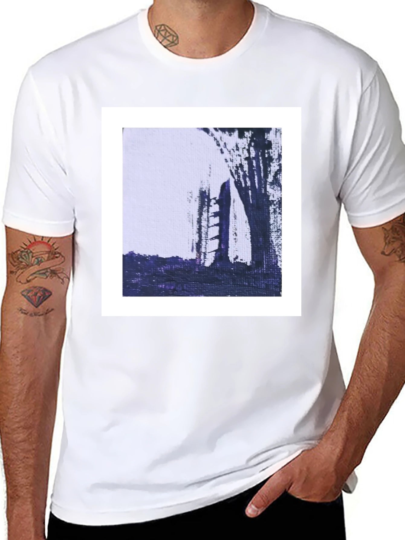 Abstract Art Tee - Modern Black Cotton T-Shirt