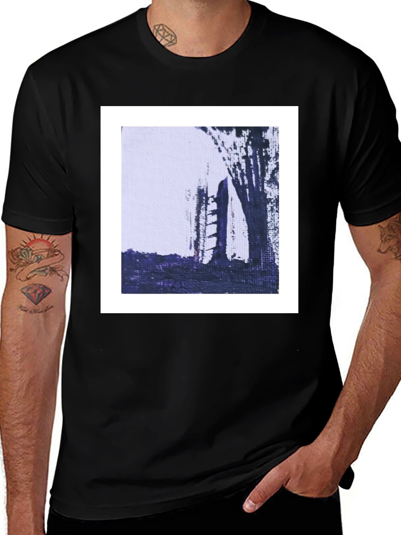 Abstract Art Tee - Modern Black Cotton T-Shirt