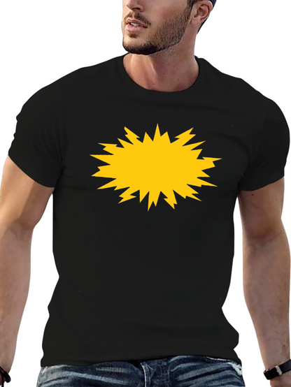 Bold Black Tee with Yellow Burst Graphic