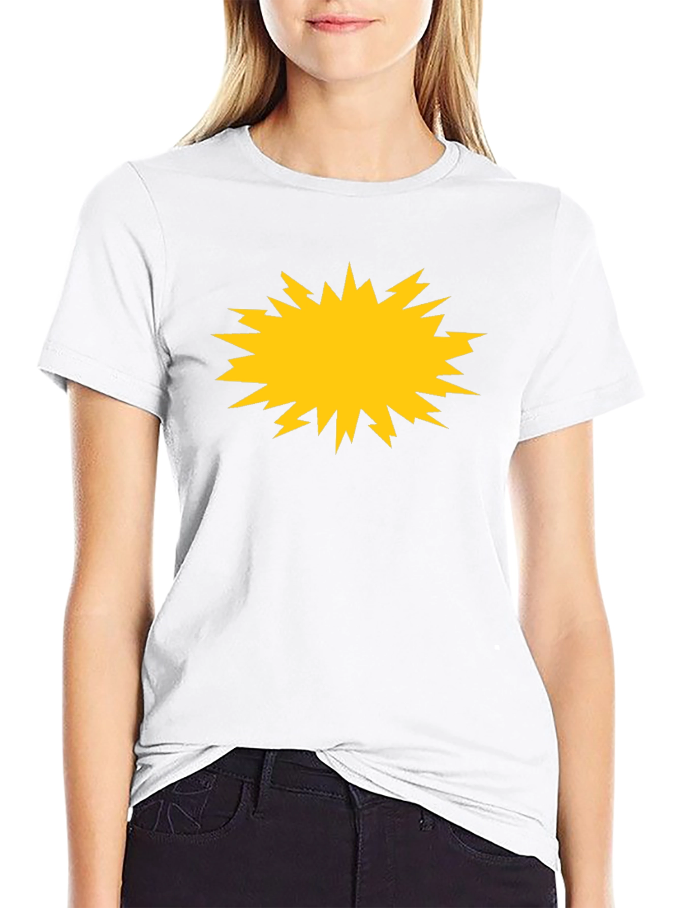 Bold Black Tee with Yellow Burst Graphic
