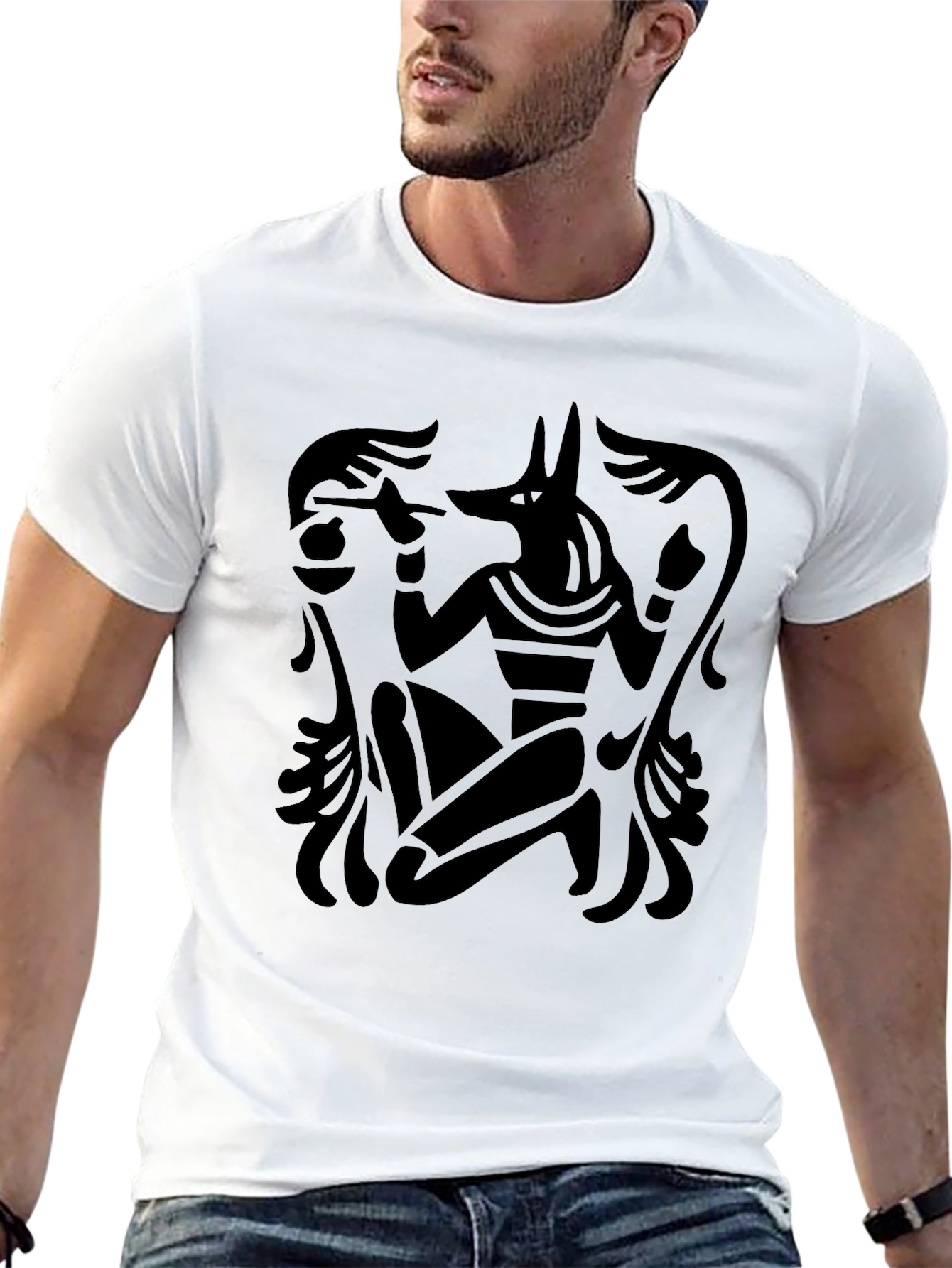 Anubis Graphic Print Black T-Shirt