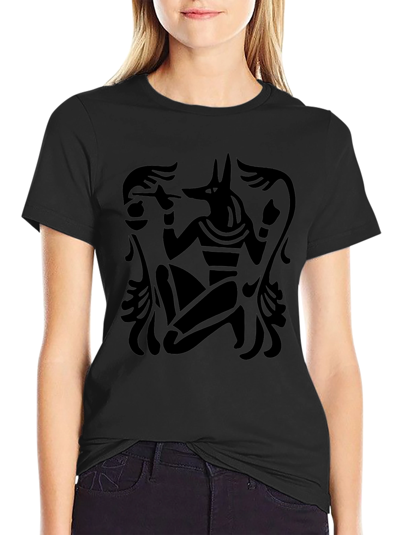 Anubis Graphic Print Black T-Shirt