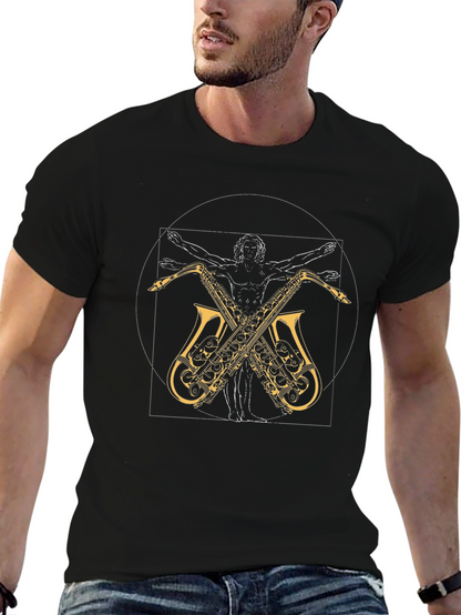 Vitruvian Man Saxophone T-Shirt
