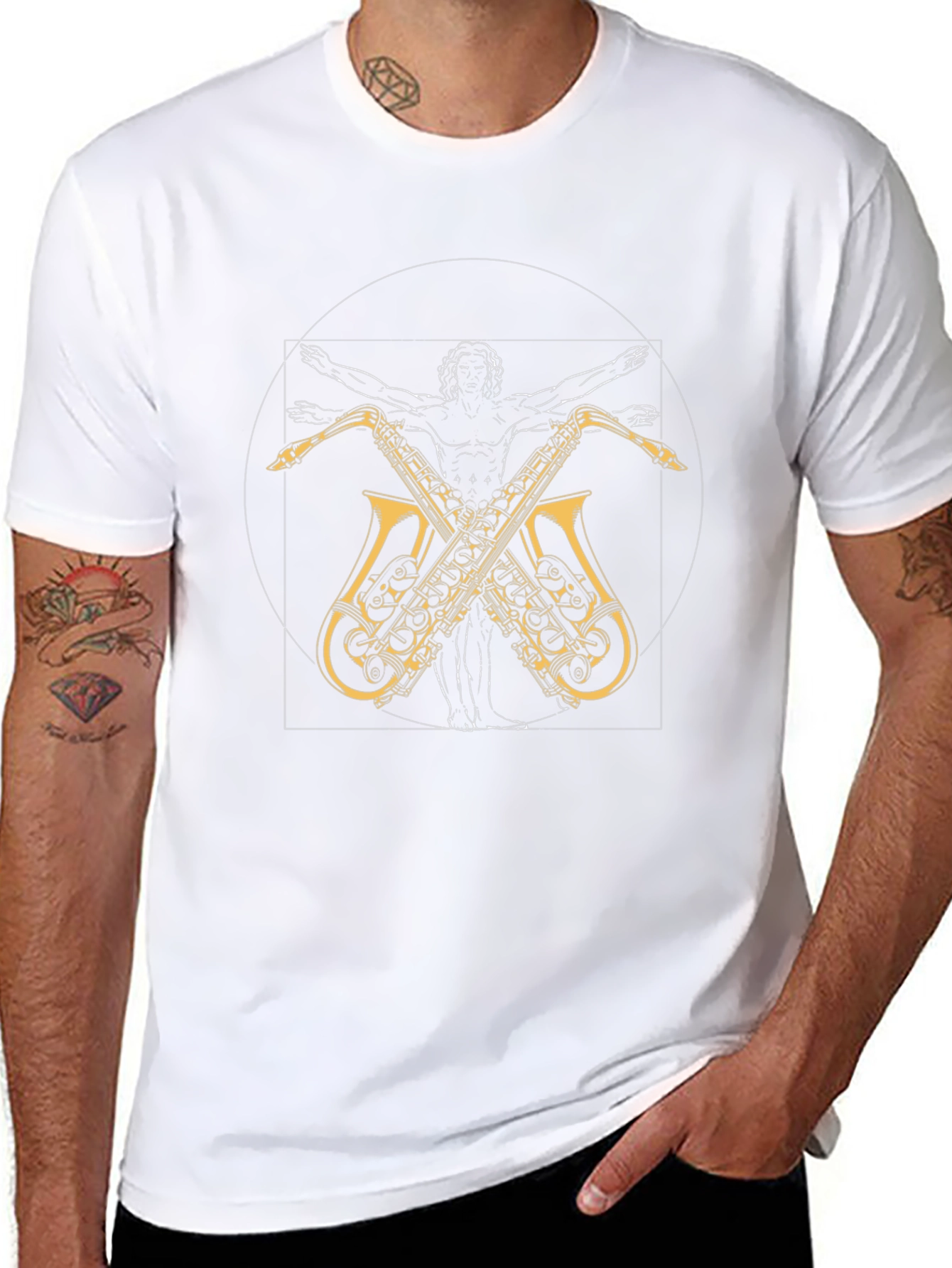 Vitruvian Man Saxophone T-Shirt