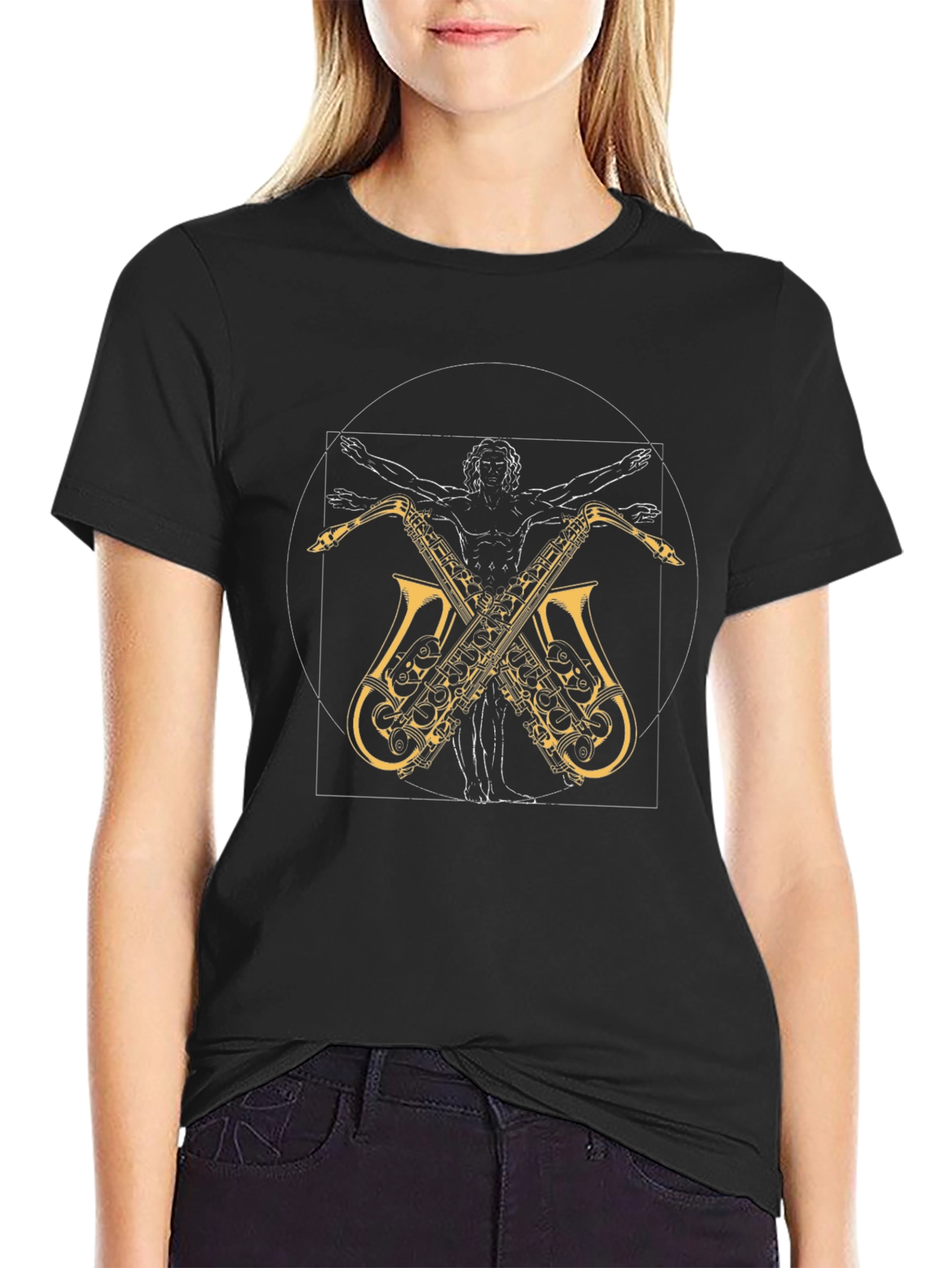 Vitruvian Man Saxophone T-Shirt