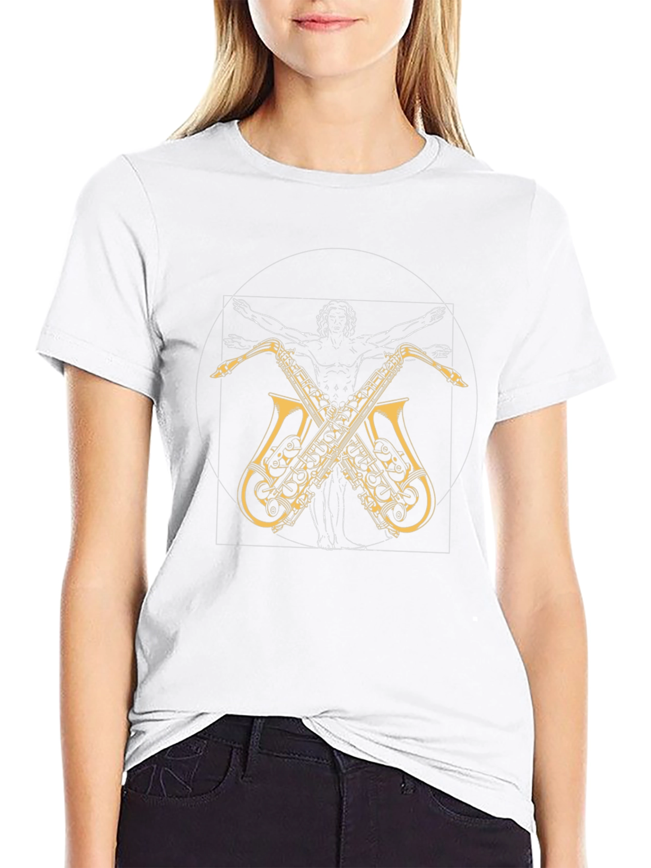 Vitruvian Man Saxophone T-Shirt