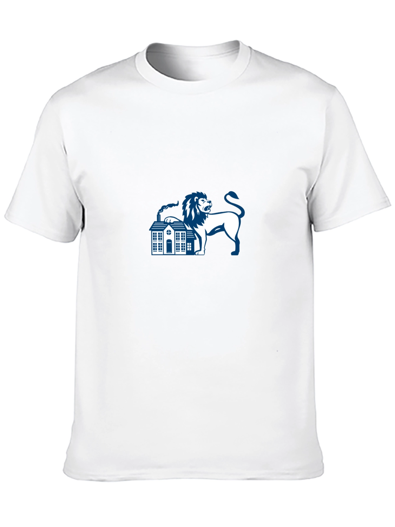 Black T-Shirt with Lion and House Graphic
