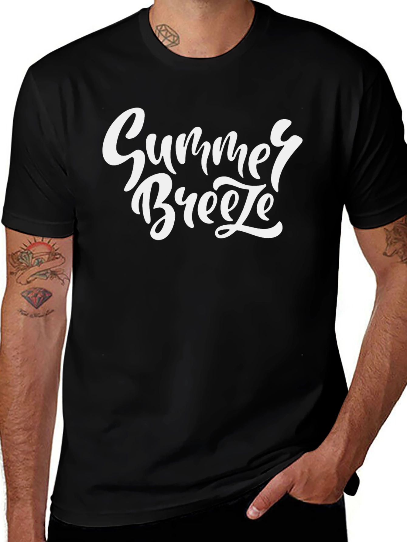 Summer Breeze Graphic Tee - Black Cotton T-Shirt