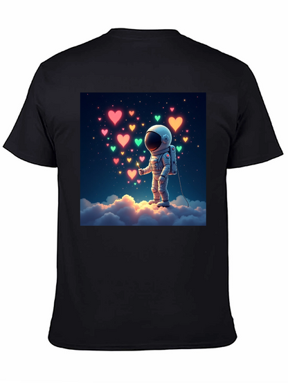 Astronaut Heart Cloud Graphic T-Shirt - Black