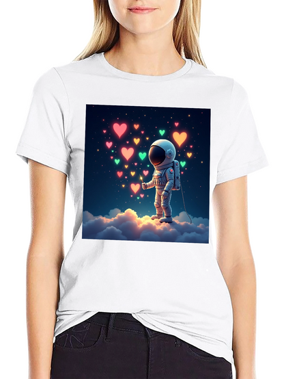 Astronaut Heart Cloud Graphic T-Shirt - Black