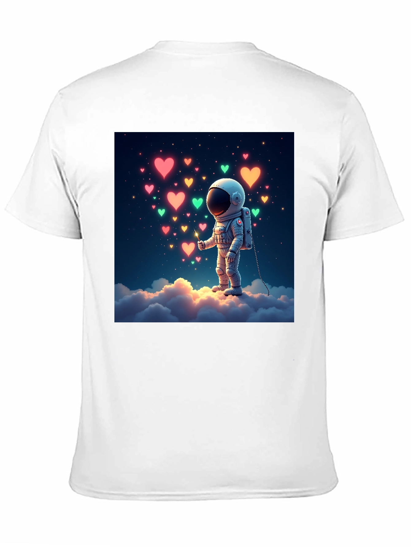Astronaut Heart Cloud Graphic T-Shirt - Black