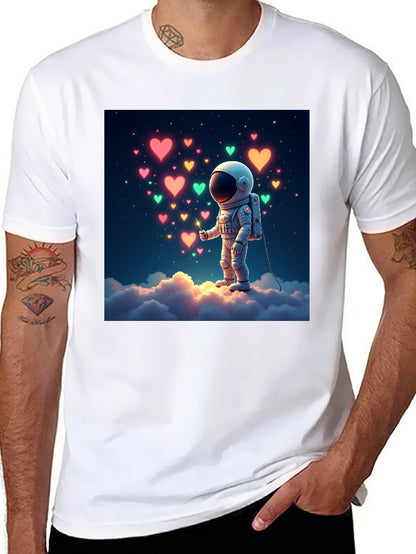 Astronaut Heart Cloud Graphic T-Shirt - Black