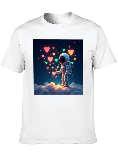 Astronaut Heart Cloud Graphic T-Shirt - Black