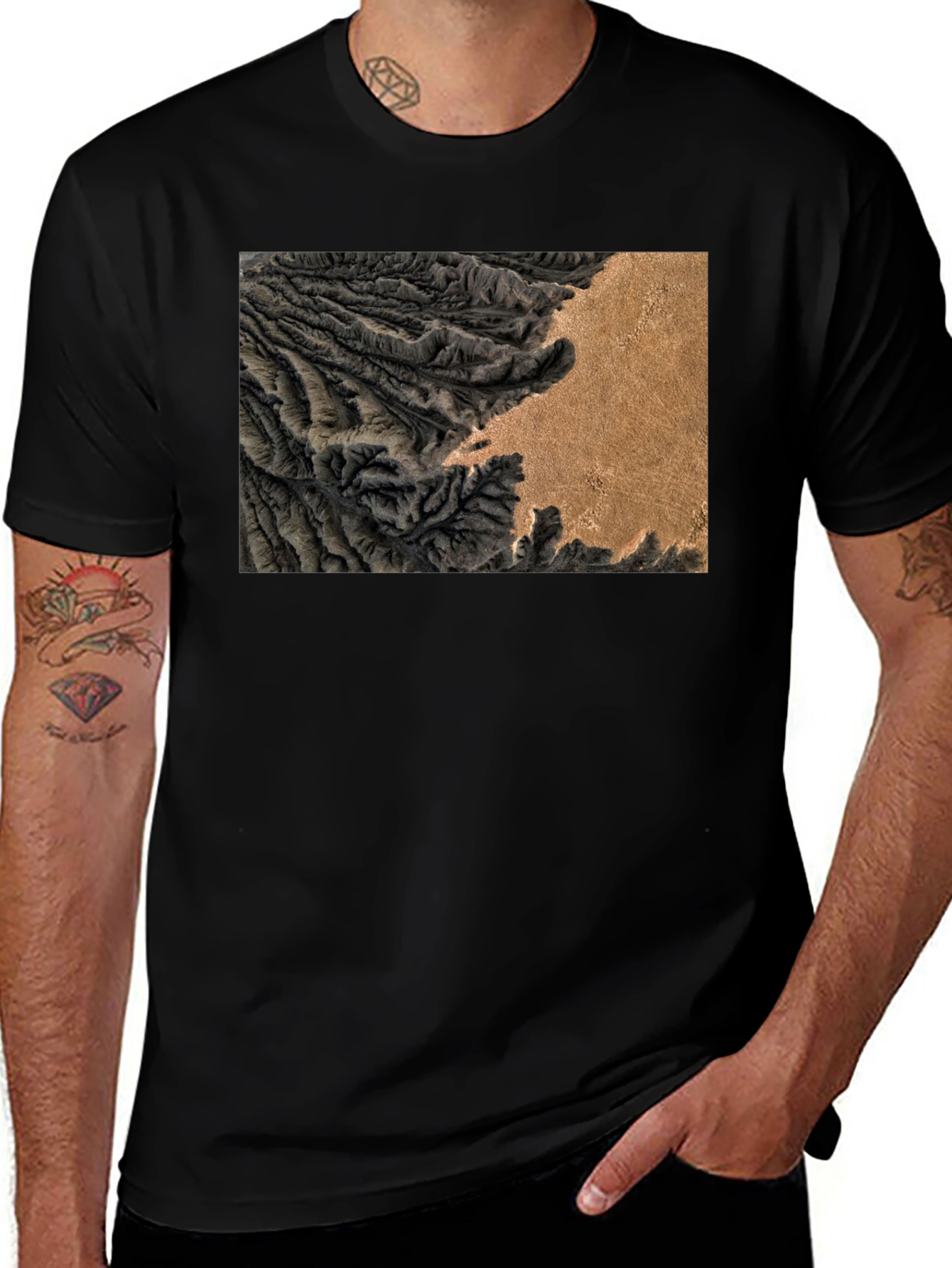 Terrain Map Graphic Black T-Shirt