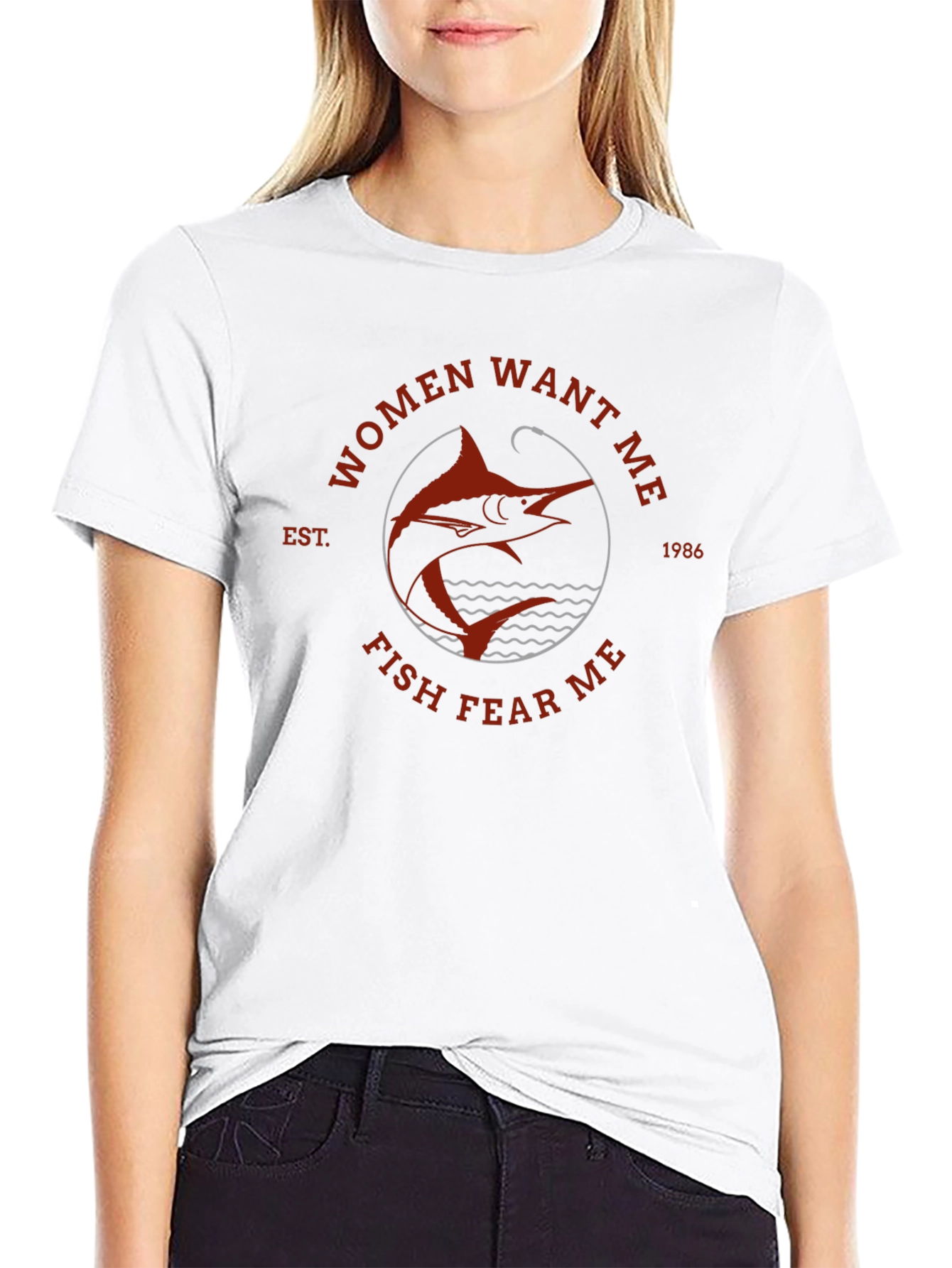 Women Want Me Fish Fear Me Black T-Shirt