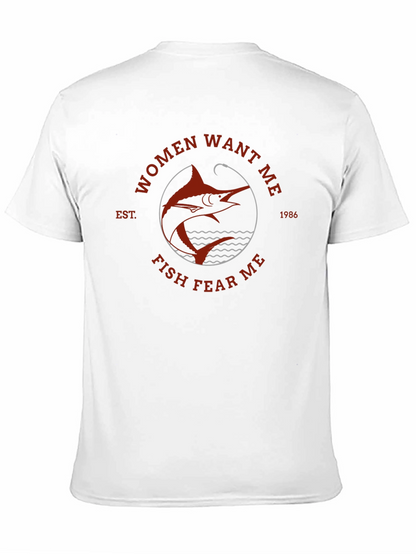Women Want Me Fish Fear Me Black T-Shirt