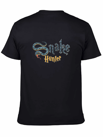 Snake Hunter Graphic Tee - Mens Black Cotton T-Shirt