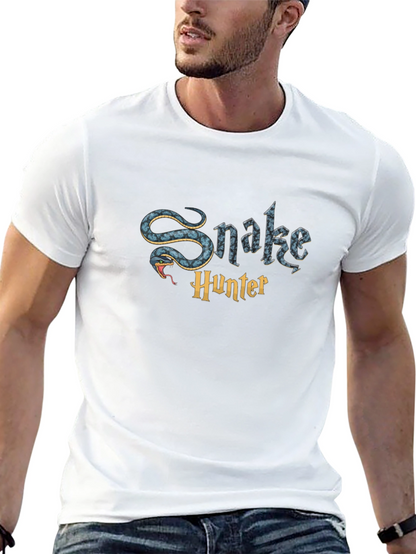 Snake Hunter Graphic Tee - Mens Black Cotton T-Shirt
