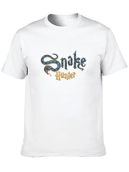 Snake Hunter Graphic Tee - Mens Black Cotton T-Shirt