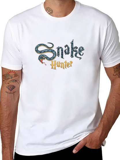 Snake Hunter Graphic Tee - Mens Black Cotton T-Shirt