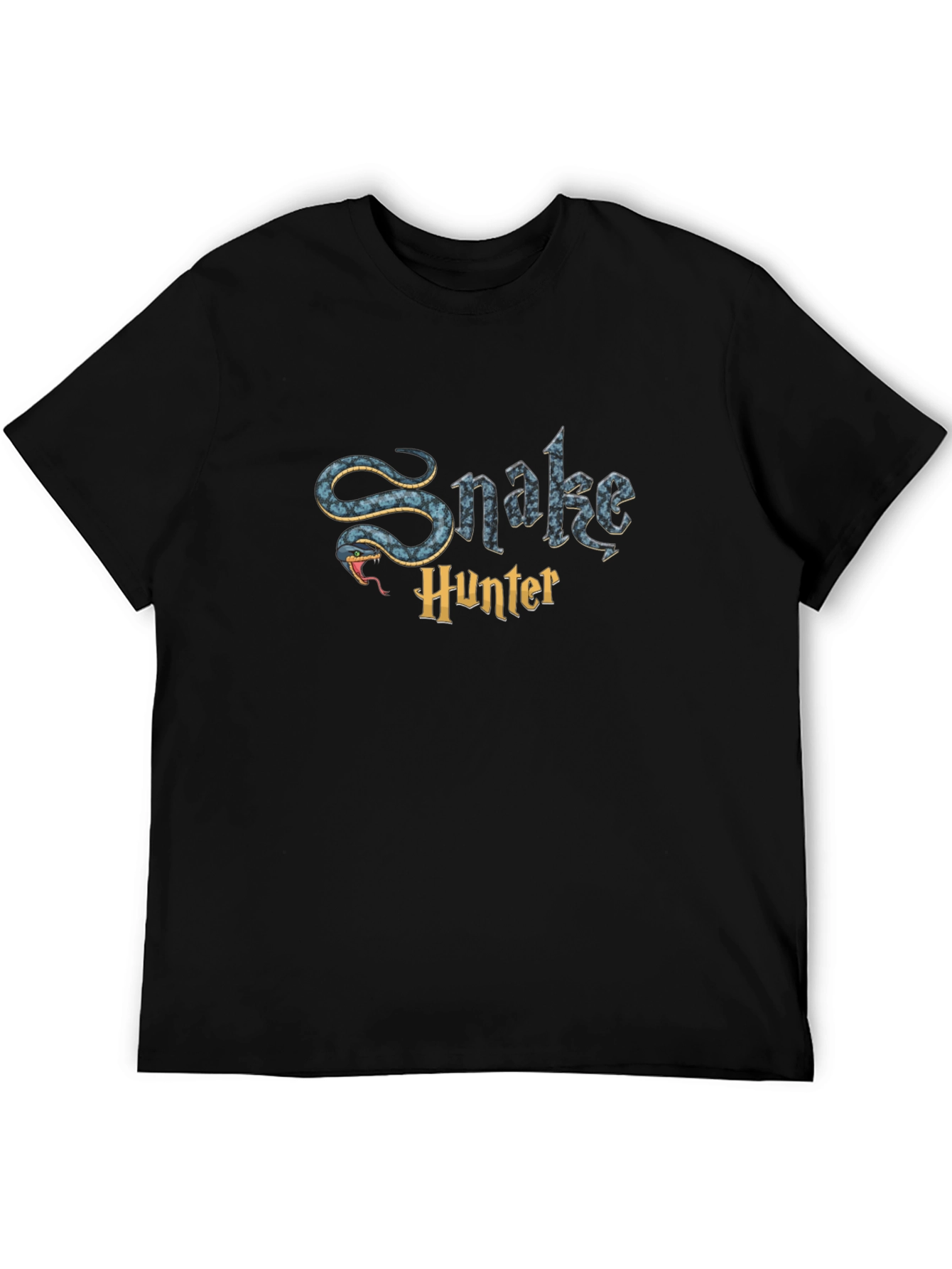 Snake Hunter Graphic Tee - Mens Black Cotton T-Shirt