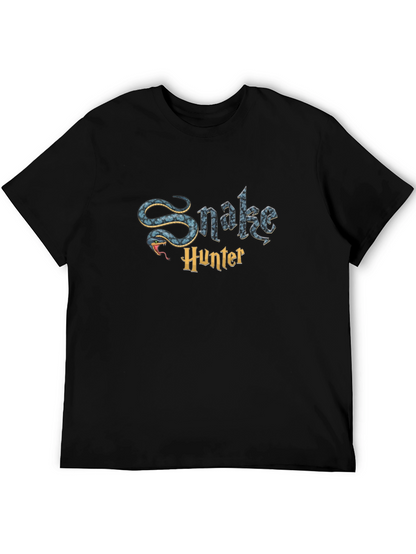 Snake Hunter Graphic Tee - Mens Black Cotton T-Shirt