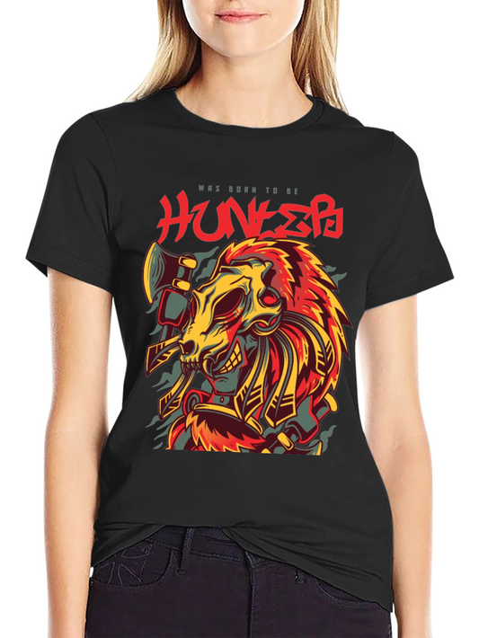 Born Hunter Graphic Tee - Unique Skull Design