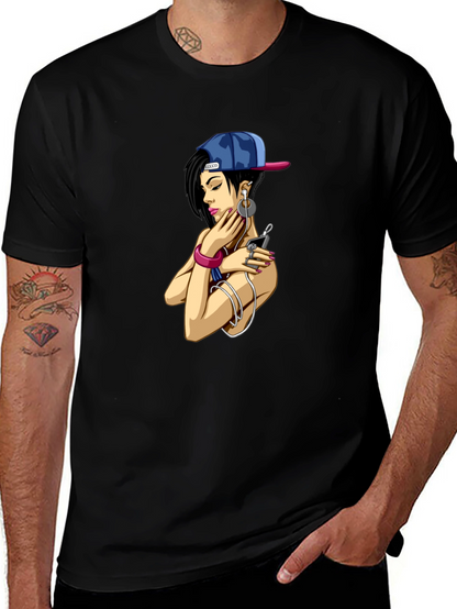 Urban Style Graphic Tee - Girl with Headphones