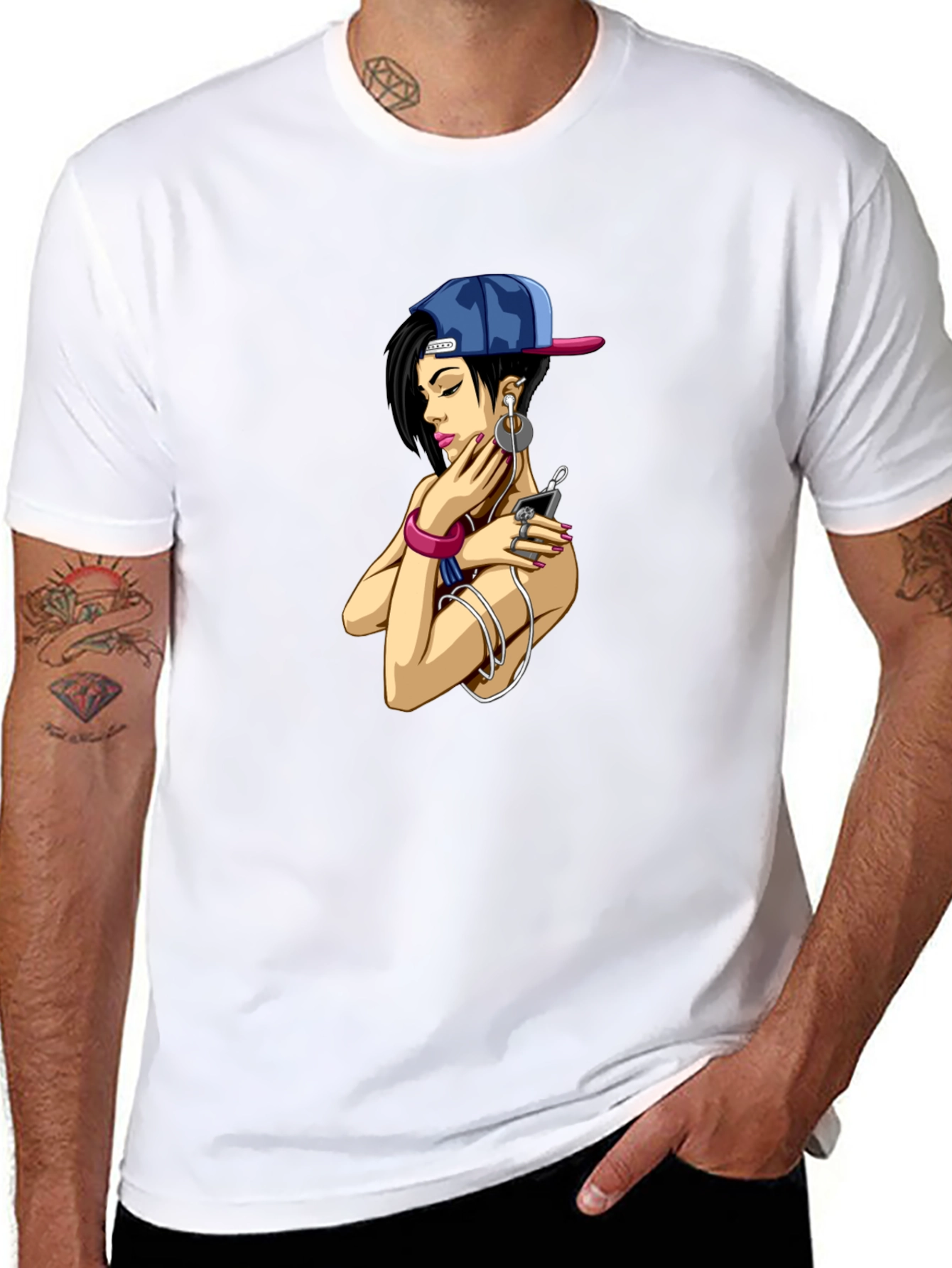 Urban Style Graphic Tee - Girl with Headphones