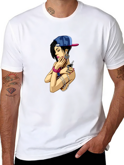 Urban Style Graphic Tee - Girl with Headphones