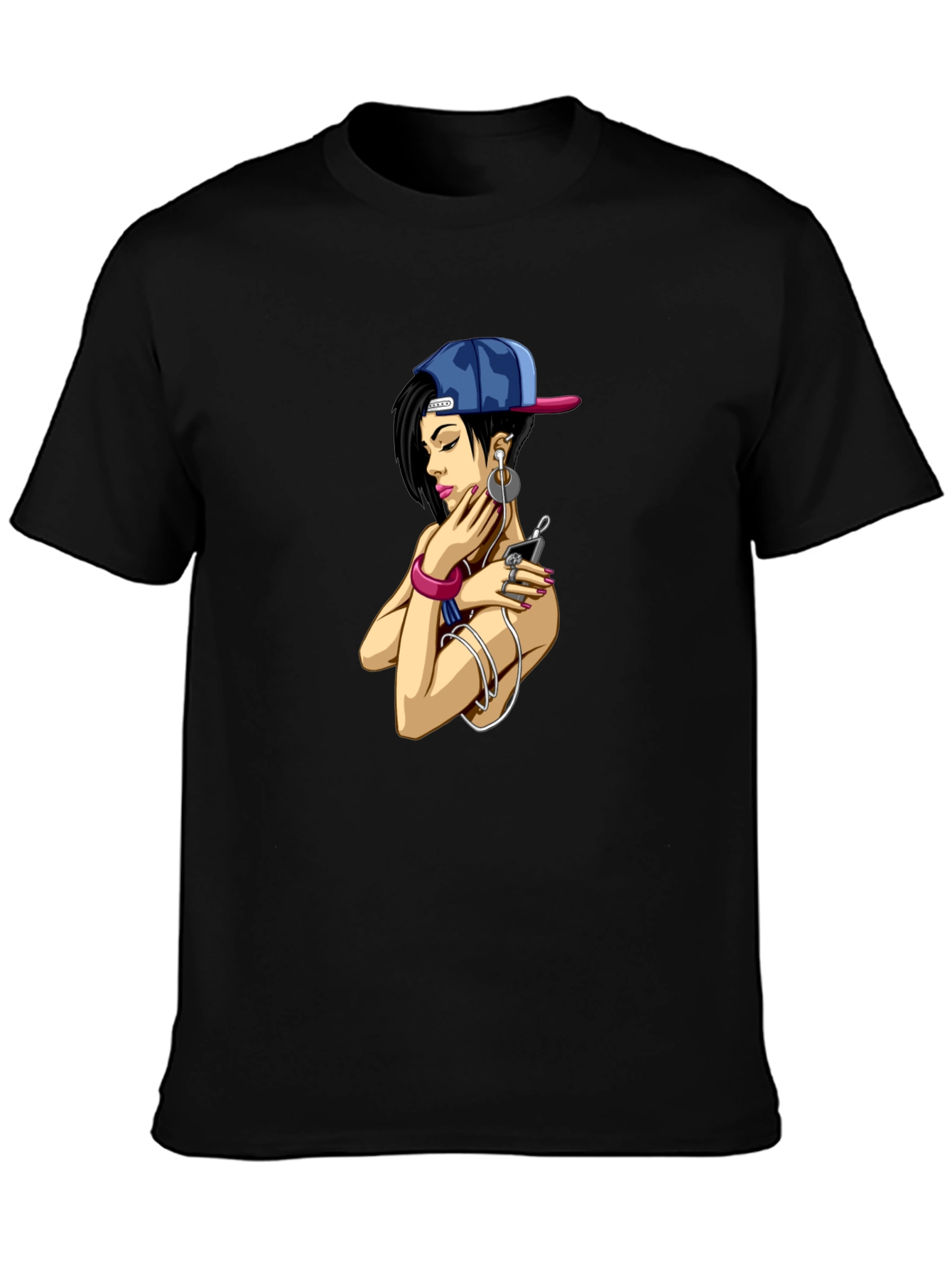 Urban Style Graphic Tee - Girl with Headphones