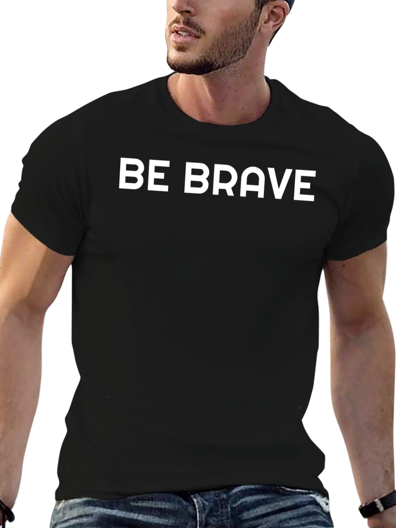Be Brave Graphic Tee - Mens Black Cotton T-Shirt