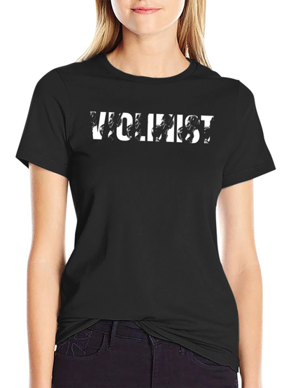 Violinist Graphic T-Shirt - Black Crew Neck Tee
