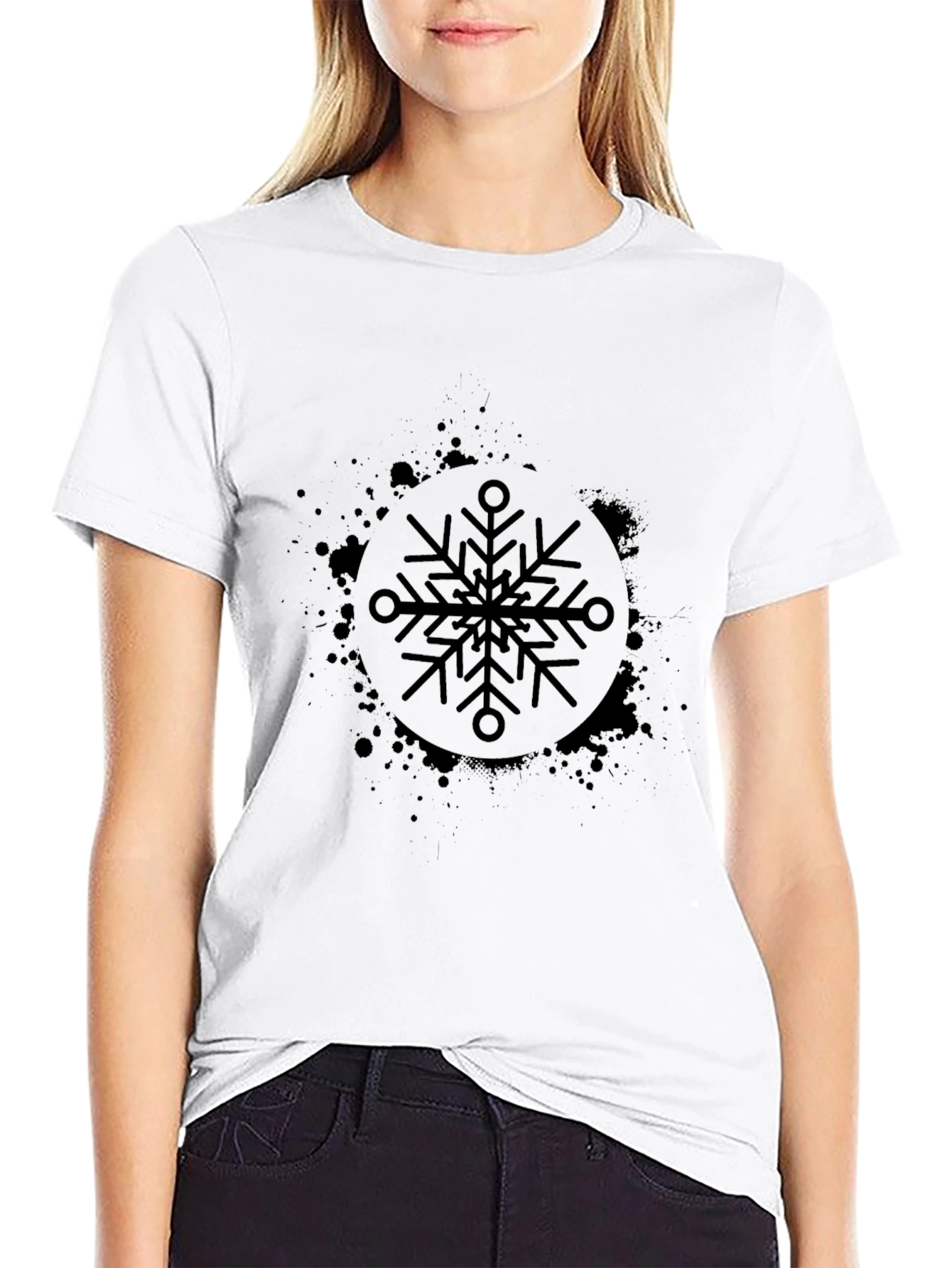 Black Snowflake Graphic Tee - Stylish & Unique Design