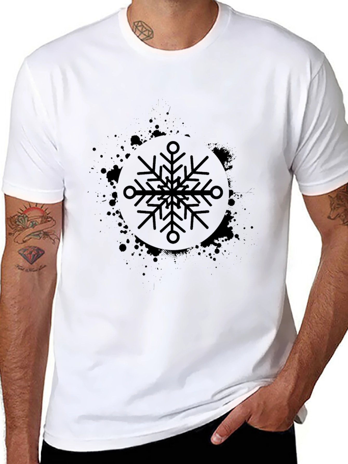 Black Snowflake Graphic Tee - Stylish & Unique Design