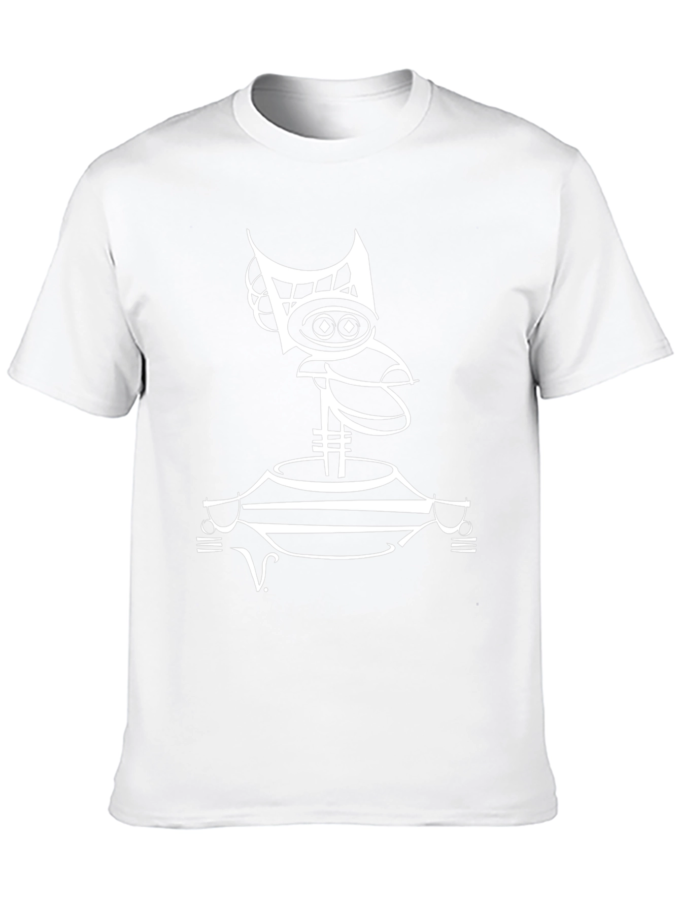 Abstract Robot Graphic Tee - Modern Black T-Shirt