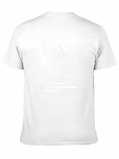 Abstract Robot Graphic Tee - Modern Black T-Shirt