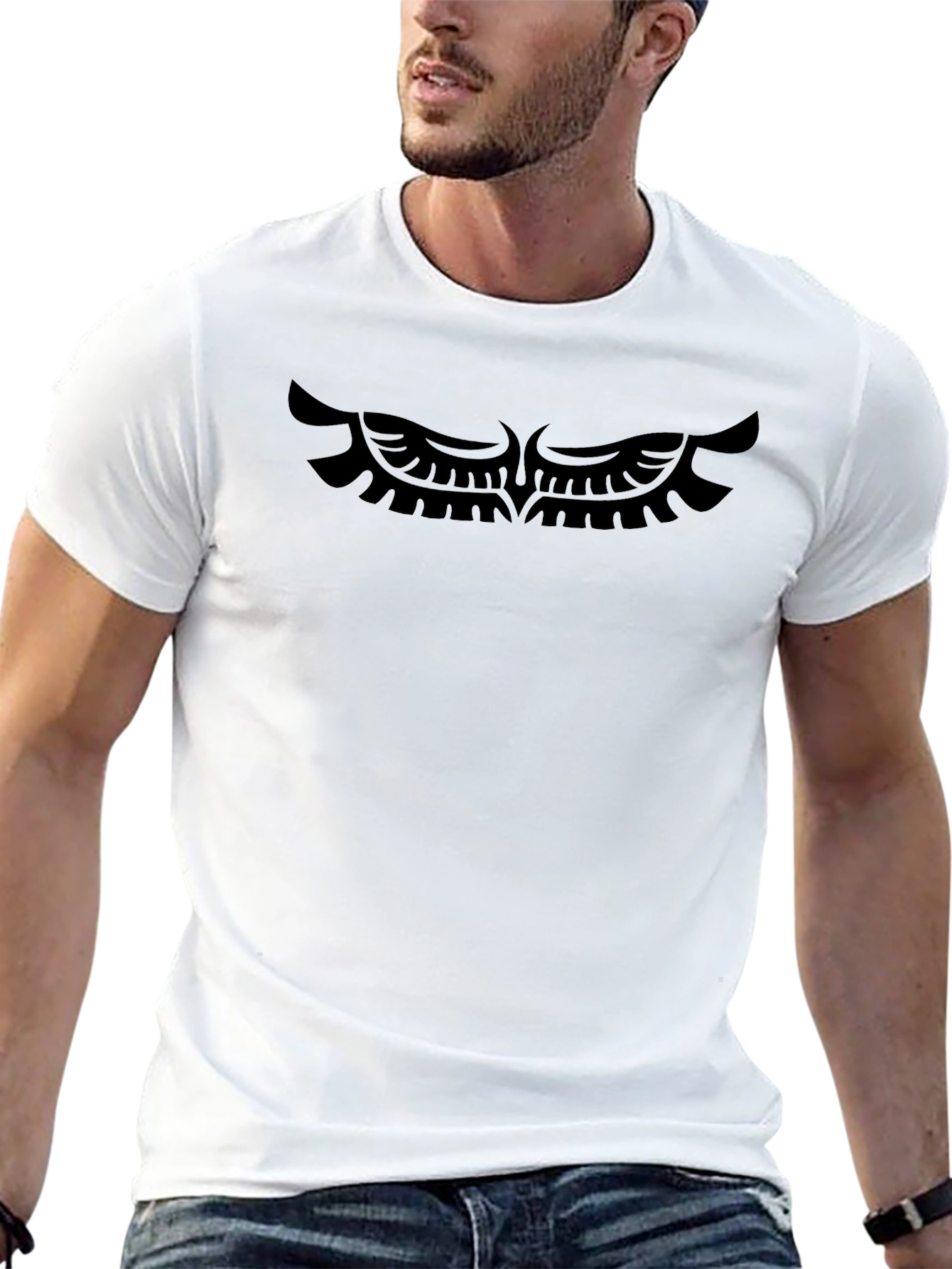Black T-Shirt with Wings Graphic