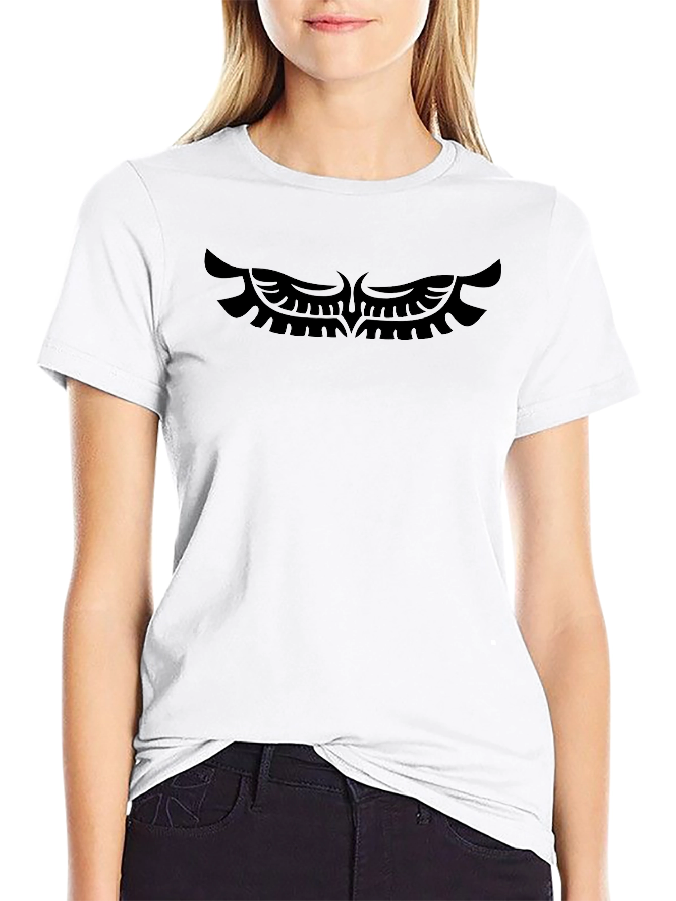 Black T-Shirt with Wings Graphic