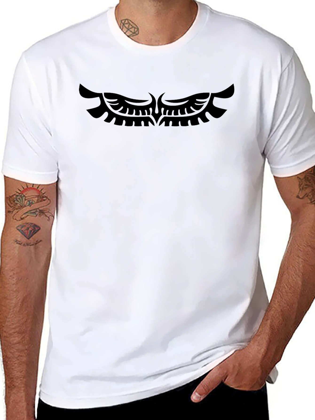 Black T-Shirt with Wings Graphic