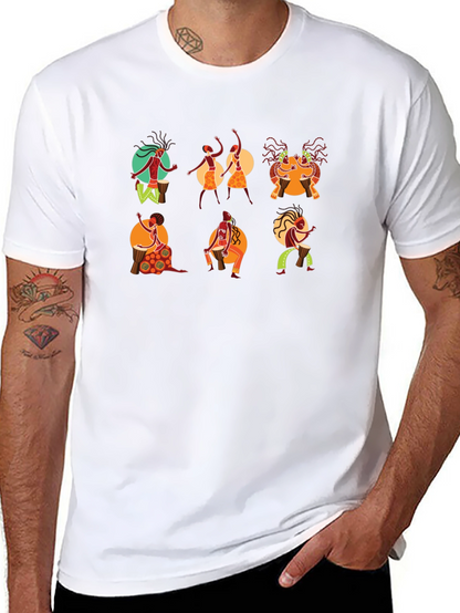 Tribal Drummer Graphic Black T-Shirt