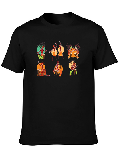 Tribal Drummer Graphic Black T-Shirt