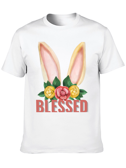 Blessed Easter Bunny Floral Graphic T-Shirt