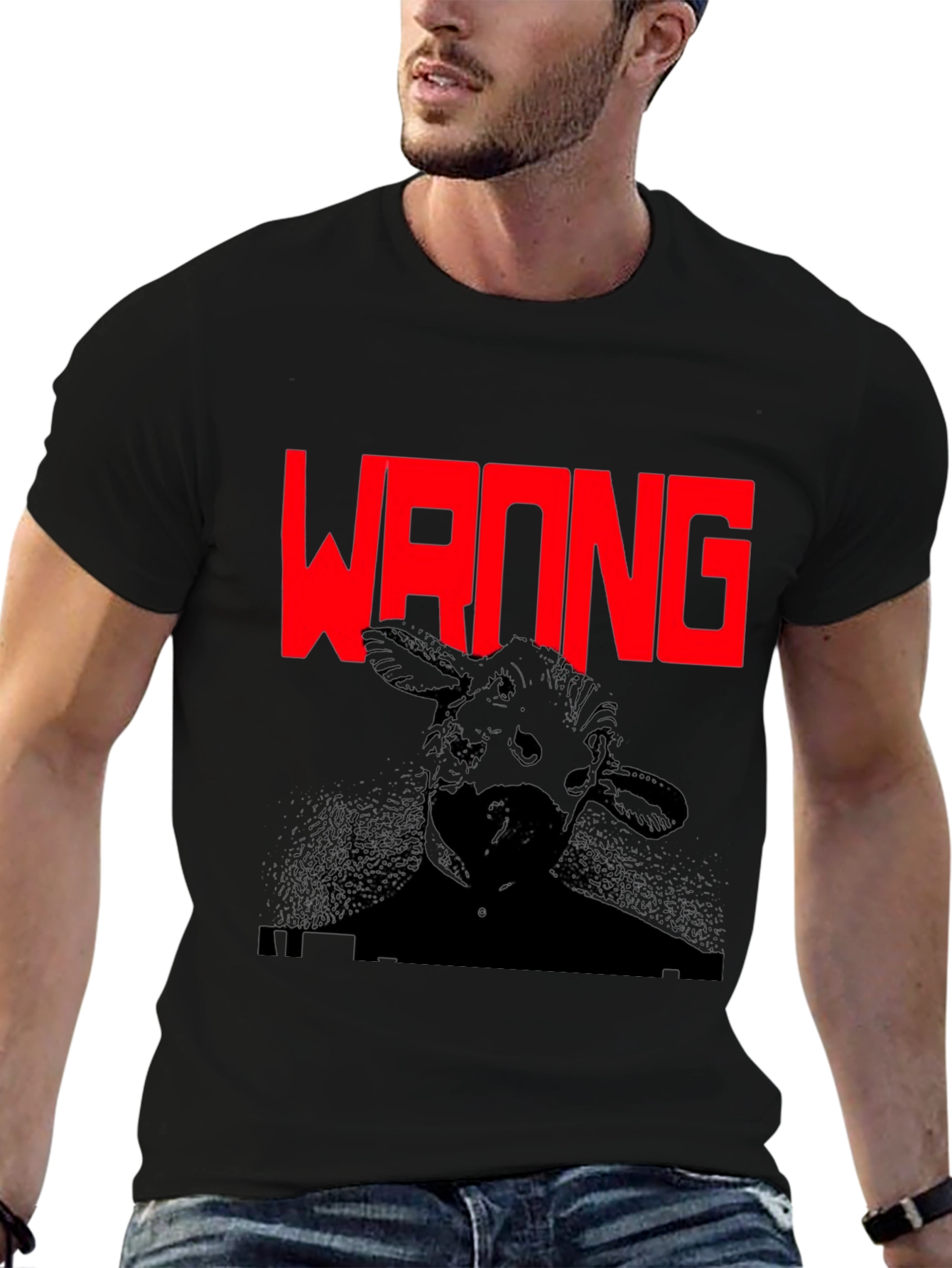 Wrong Cow Graphic Black T-Shirt