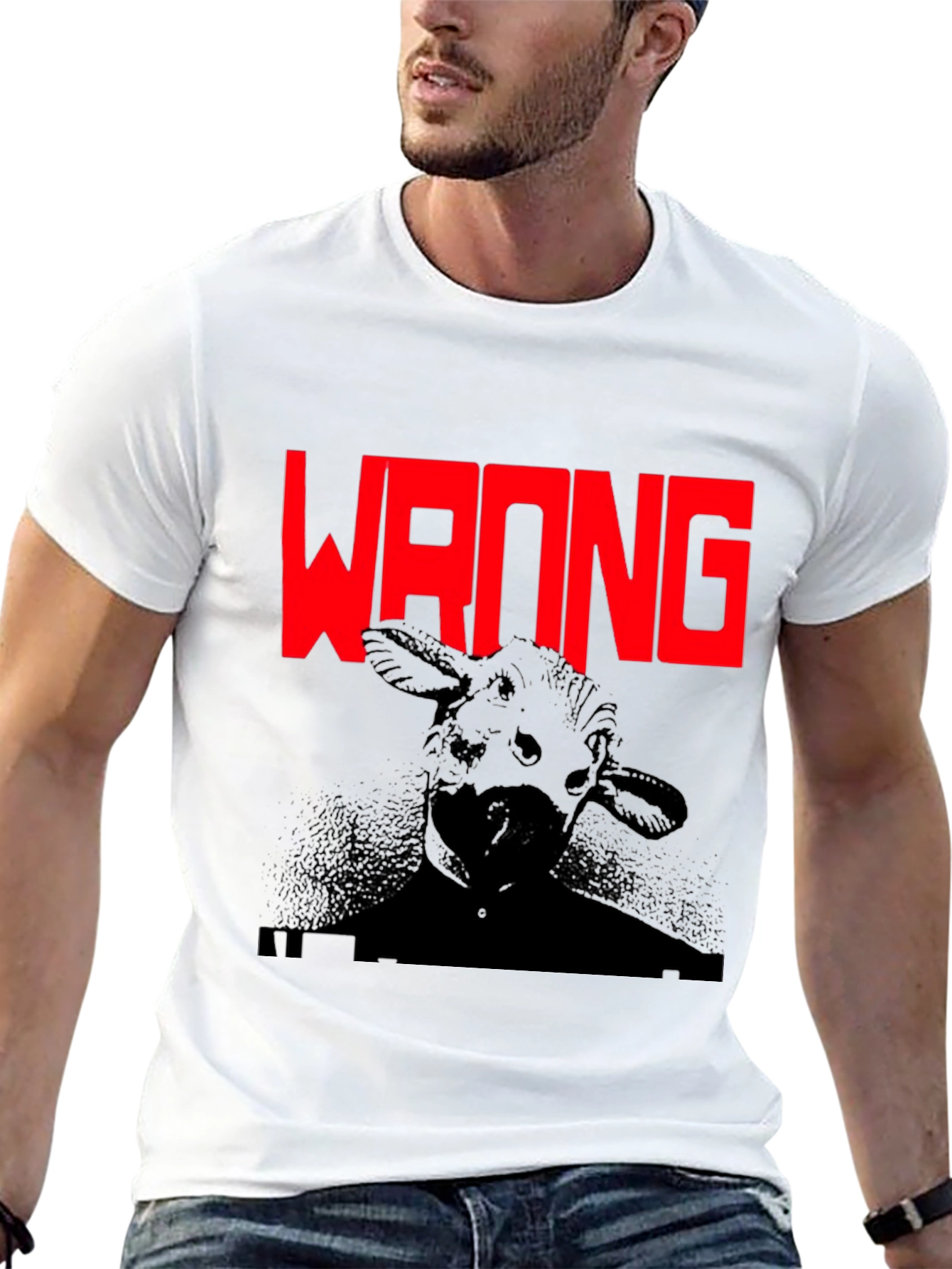 Wrong Cow Graphic Black T-Shirt